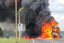 A16 lorry fire at Crowland near Peterborough.