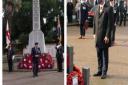 RBL chairman Toby North flanked by the Royal British Legion Standard, carried by Gregory Heath and the Standard of the Royal Society of St George’s, conducted the Act of Remembrance at Wisbech war memorial with MP Steve Barclay (right). A number of coun