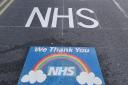 Thank you to NHS painted on road at Hinchingbrooke Hostpital