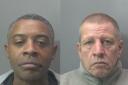 Norman Hitchings and Christopher Griffiths have been jailed for kidnapping and robbing two construction workers after luring them to a remote location and forcing them to hand over £77,000.