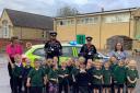 Cambridgeshire police with pupils at Upwell Academy