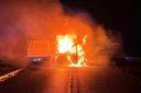 Amazon van catches fire after crash involving bus carrying school children