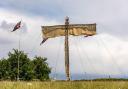 Angel of the Fens erected for the Jubilee weekend on a hill in Cambridgeshire, Haddenham,