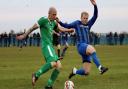 Action between Whittlesey Athletic and Newport Pagnell Town in the FA Vase.