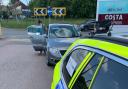 Moment a day out came to a sudden end for this disqualified driver, stopped on the A1 and his car seized. Three children not wearing seat belts were in the back seat.
