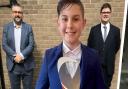 Liam Osler with his trophy after winning the 'Young Inspirational DJ of the year' award. Liam is pictured with Pino Soccio and David Carr from Fenland Youth Radio.