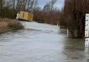 This lorry driver, quite seriously, tried to drive through flooded Welney Wash road yesterday (January19).