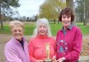 From left to right: Lin Walker (ladies captain), Sylvia Ilsley and Chris Montigue.