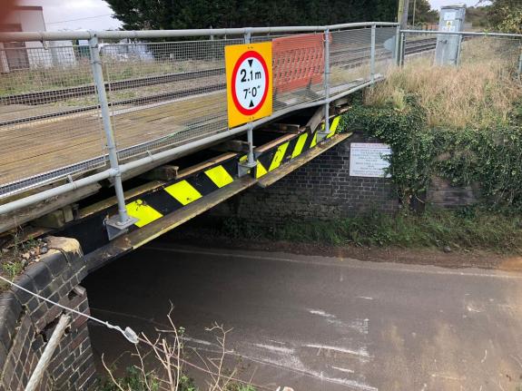 Wisbech Standard: The 7ft (2.1m)-high Stonea Road bridge near Manea has become well-known for being struck. Wisbech Standard: The 7ft (2.1m)-high Stonea Road bridge near Manea has become well-known for being struck.