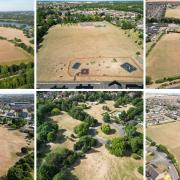 Aerial views of parts of Peterborough as the heatwave begins to bite.