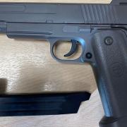 BB gun confiscated by Cambridgeshire Police from children in Chatteris. It was bought at a summer festival at the weekend from a stall.