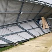 Storm Ciara: The extent of the damage caused to the North Stand at Wisbech Town FC. Pictures: WISBECH TOWN FC