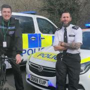Cambridgeshire police officers Scott Lloyd (L) and Paul Law (R) are taking on a 237-mile charity challenge in May for mental health charity, Mind.