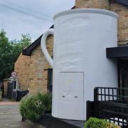 This mysterious giant tankard has appeared outside The High Flyer pub in Ely.