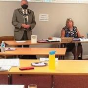 Town mayor David Mason hosts a meeting at which Stephen Rice, a land agent/chartered surveyor acting on behalf of site Saxon Pit operators East Midlands Waste, addressed eight Whittlesey town councillors on Thursday.