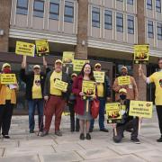 A protest against the Wisbech incinerator outside County Hall in Norwich