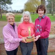 From left to right: Lin Walker (ladies captain), Sylvia Ilsley and Chris Montigue.