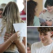 Wisbech Grammar School pupils collecting their GCSE results.