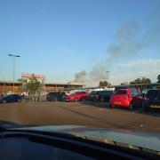 Smoke seen on the A149 side of Sainsbury's supermarket in King's Lynn on Saturday night - the fire is now out Picture: Mark Bates