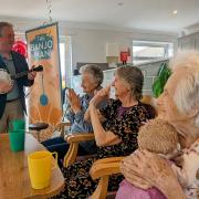 Banjo Man performing for residents at Hickathrift House Care Home in Wisbech