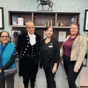 General manager Paula Colman and deputy manager Sarah Sage with High Sheriff Dr Bharat and Mrs Khetani.