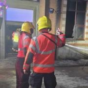 Firefighters tackling the blaze at Wisbech and District Ex-Services Club on New Year's Day.