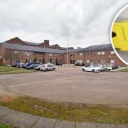 Norwich Crown Court and a picture of a police taser (inset)