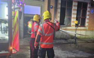 Firefighters tackling the blaze at Wisbech and District Ex-Services Club on New Year's Day.